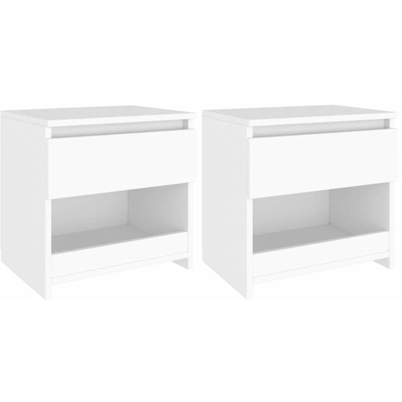 

Mesitas de noche 2 uds aglomerado blanco 40x30x39 cm