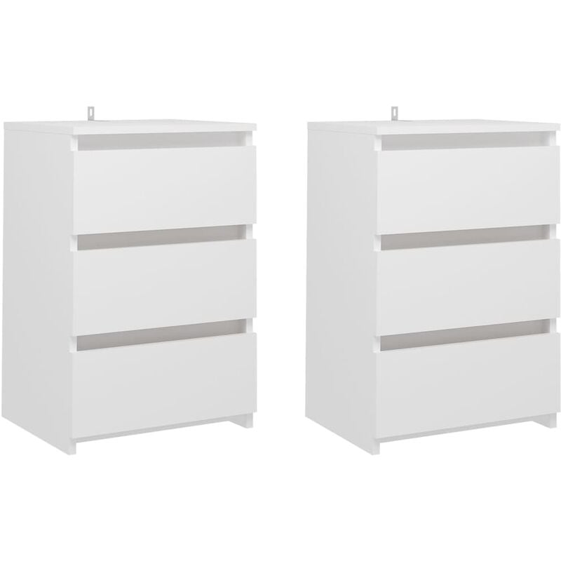 

Mesitas de noche 2 uds aglomerado blanco 40x35x62,5 cm