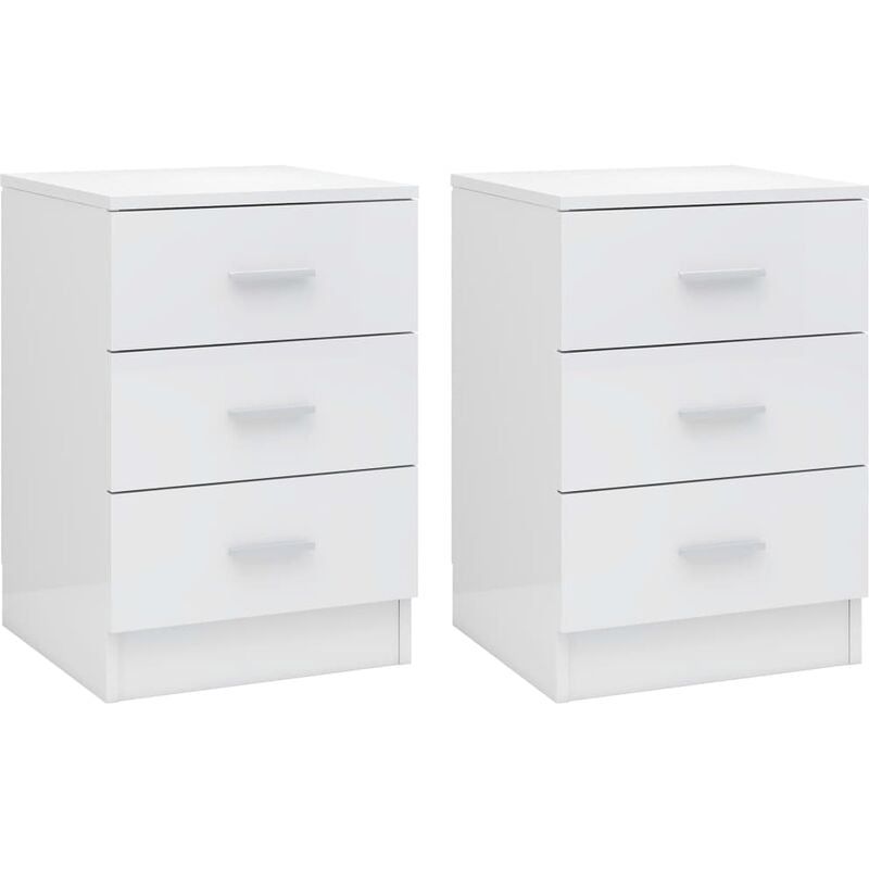 

Mesitas de noche 2 uds aglomerado blanco brillante 38x35x56 cm - Blanco