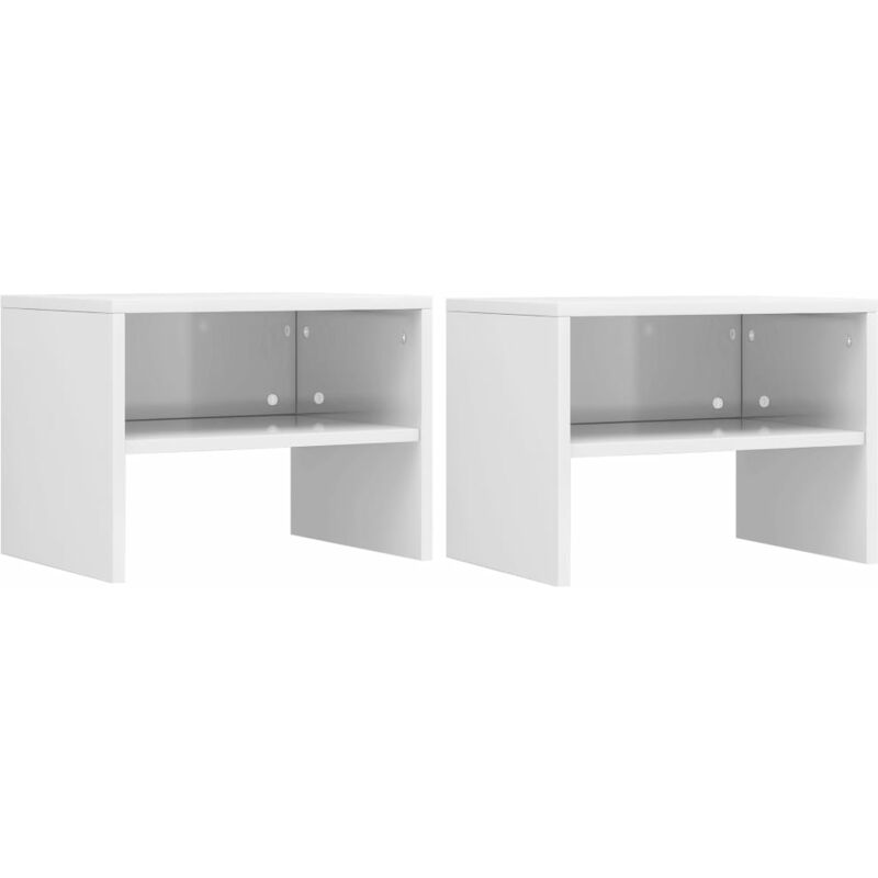 

Mesitas de noche 2 uds aglomerado blanco brillante 40x30x30 cm