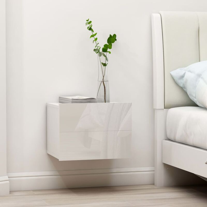 

Mesitas de noche 2 uds aglomerado blanco brillante 40x30x30 cm - Blanco