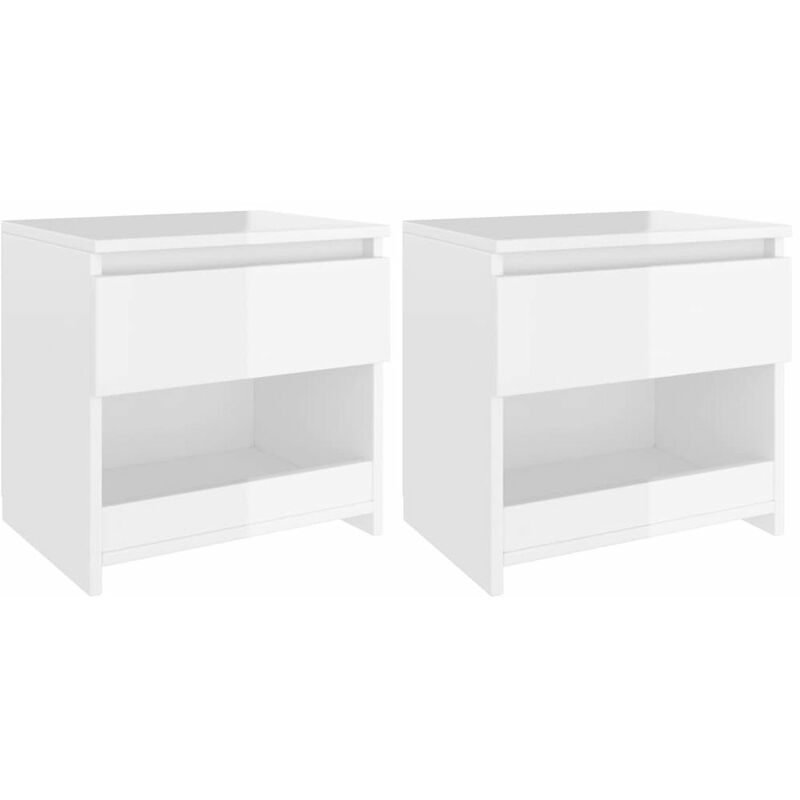 

Mesitas de noche 2 uds aglomerado blanco brillante 40x30x39 cm