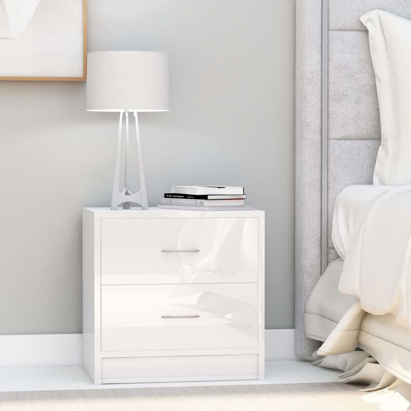 

Mesitas de noche 2 uds aglomerado blanco brillante 40x30x40 cm - Blanco