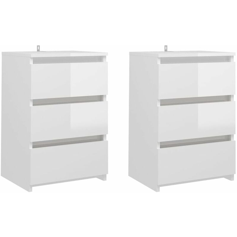 

Mesitas de noche 2 uds aglomerado blanco brillante 40x35x62,5cm