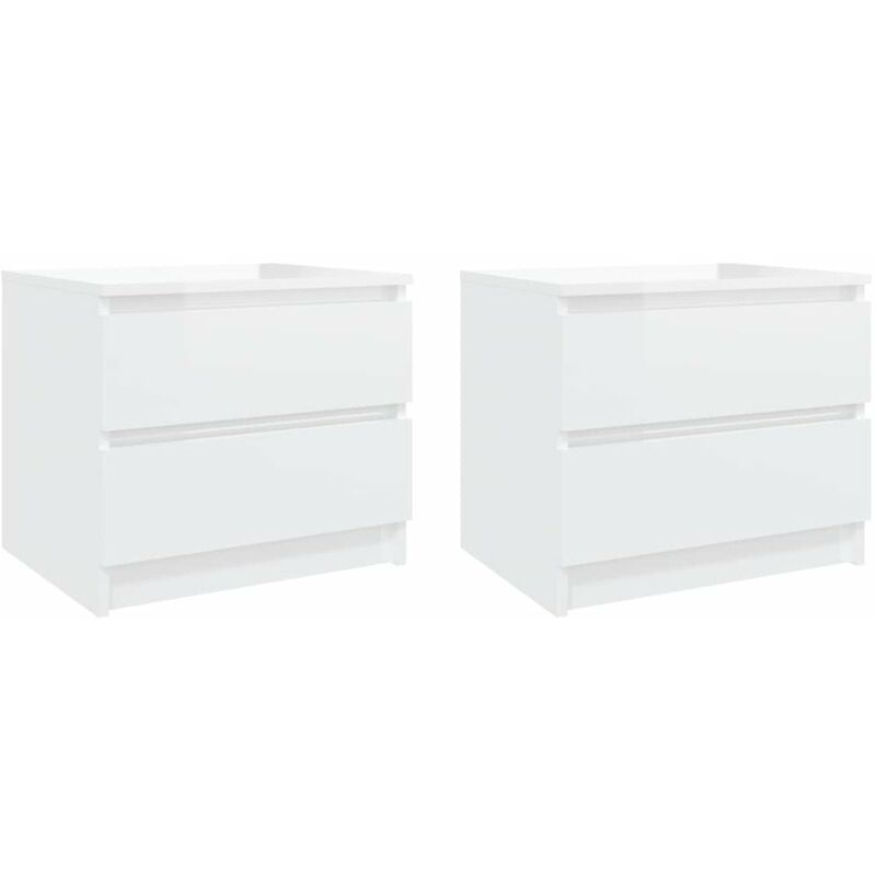 

Mesitas de noche 2 uds aglomerado blanco brillante 50x39x43,5cm
