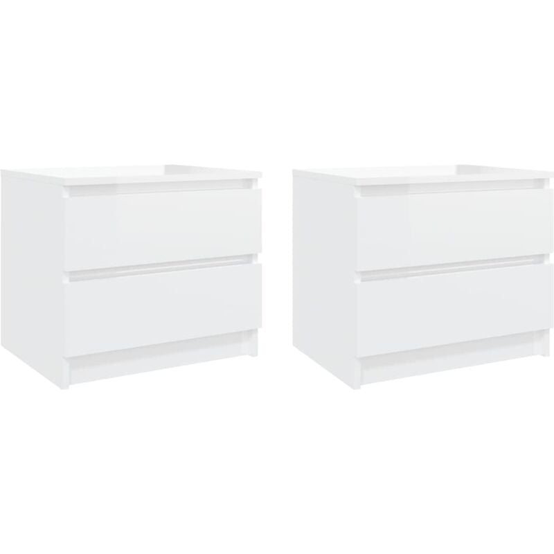 

Mesitas de noche 2 uds aglomerado blanco brillante 50x39x43,5cm