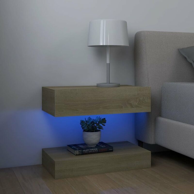 

Happyshopping - Mesitas de noche 2 uds aglomerado color roble Sonoma 60x35 cm