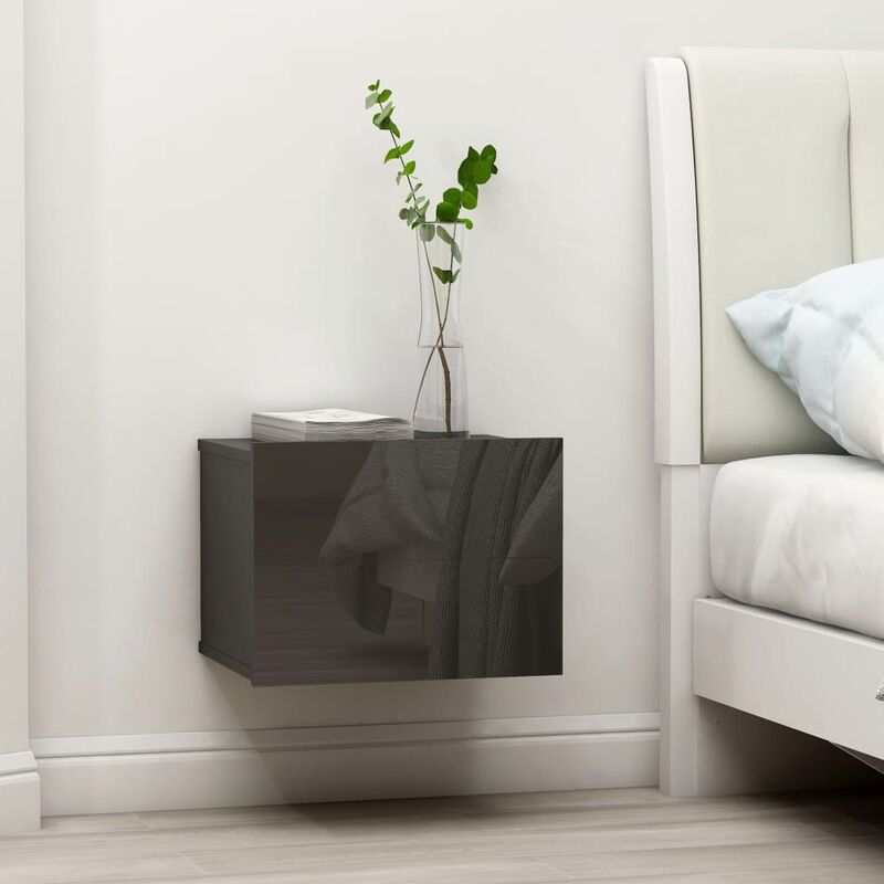 

Mesitas de noche 2 uds aglomerado gris brillante 40x30x30 cm - Gris