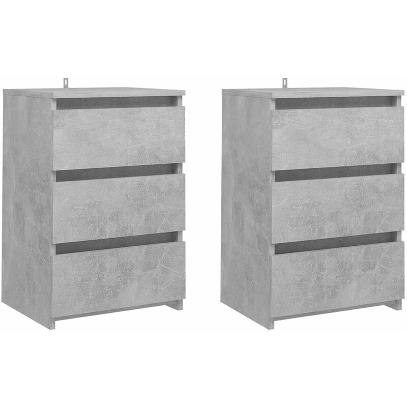

Mesitas de noche 2 uds aglomerado gris hormigon 40x35x62,5 cm