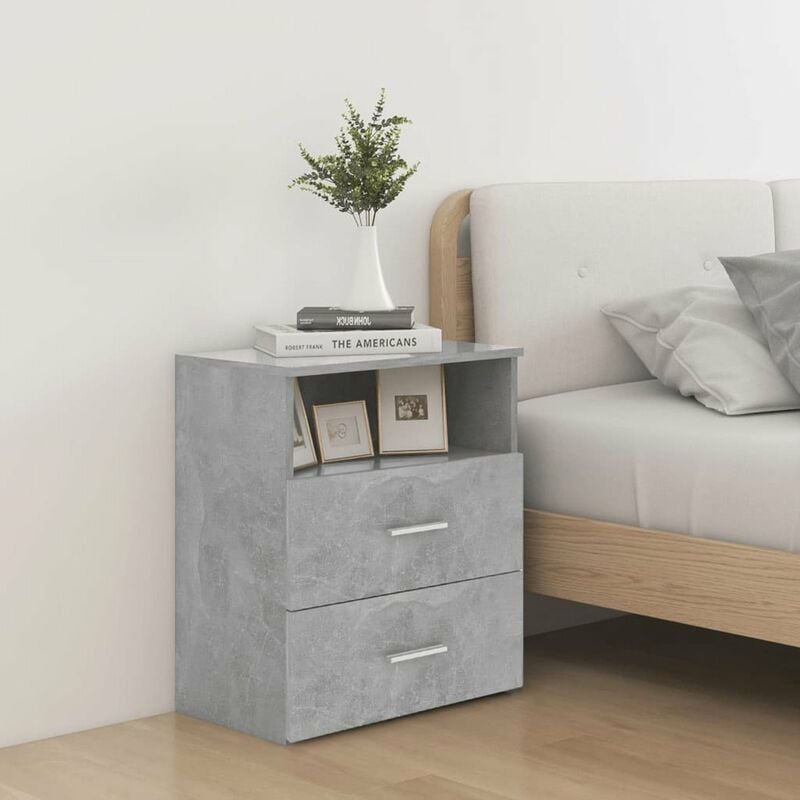 

Mesitas de noche 2 uds aglomerado gris hormigon 50x32x60 cm