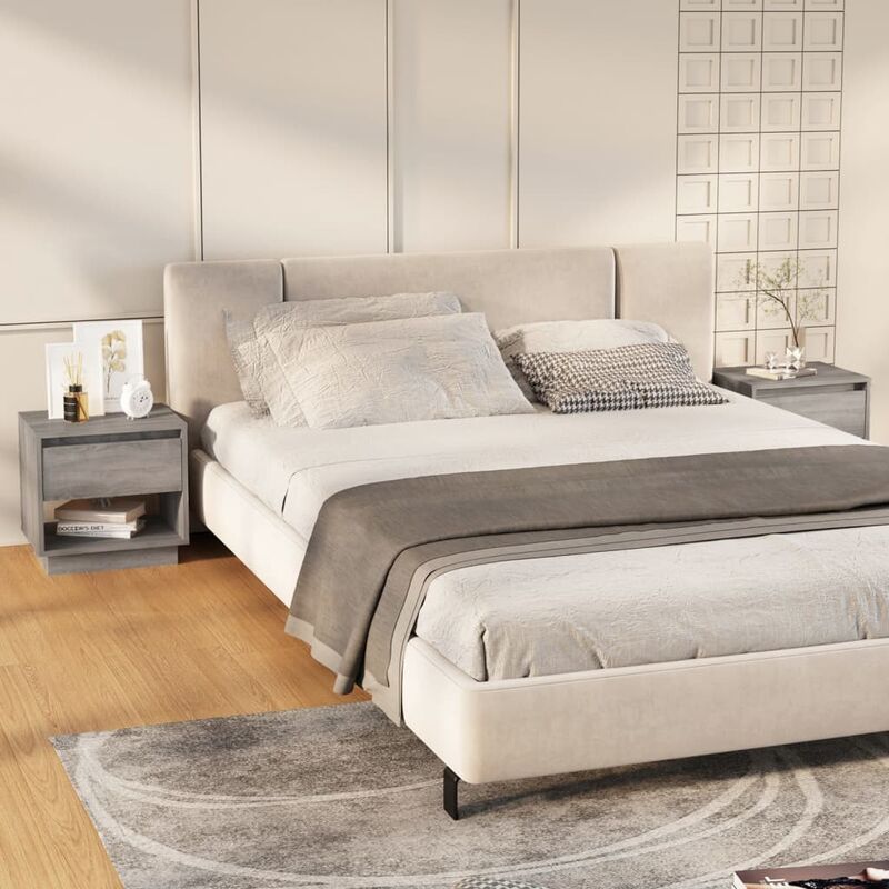 Mesitas de noche 2 uds aglomerado gris Sonoma 45x34x44 cm