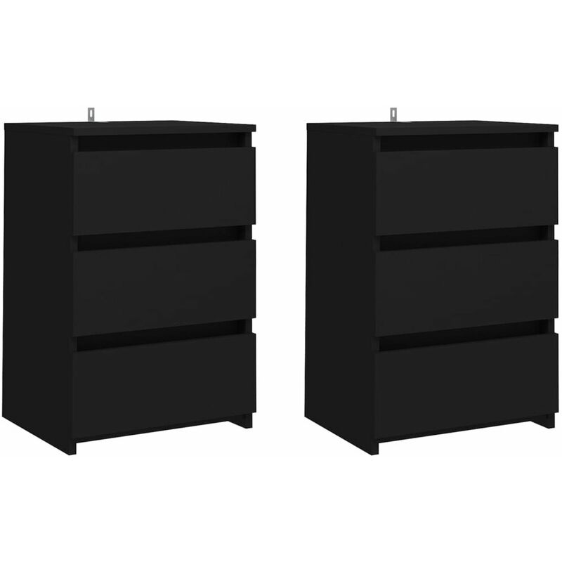 

Mesitas de noche 2 uds aglomerado negro 40x35x62,5 cm