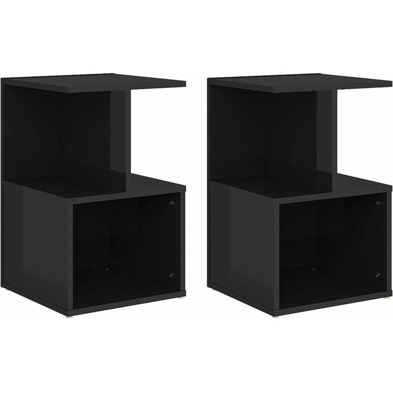 

Mesitas de noche 2 uds aglomerado negro brillante 35x35x55 cm