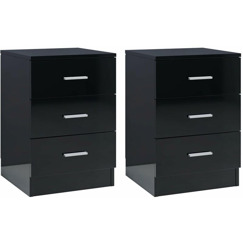 

Mesitas de noche 2 uds aglomerado negro brillante 38x35x56 cm - Negro