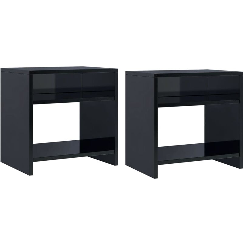 

Mesitas de noche 2 uds aglomerado negro brillante 40x30x40 cm