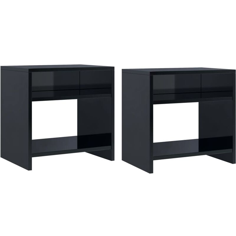 

Mesitas de noche 2 uds aglomerado negro brillante 40x30x40 cm - Negro