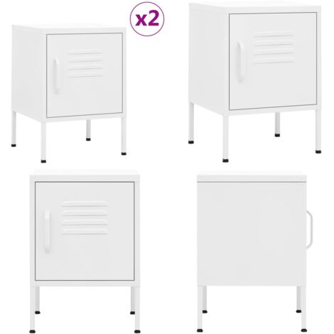 Mesitas de noche 2 uds blanco acero 35x35x51 cm - Mesitas de noche - Mesitas auxiliares