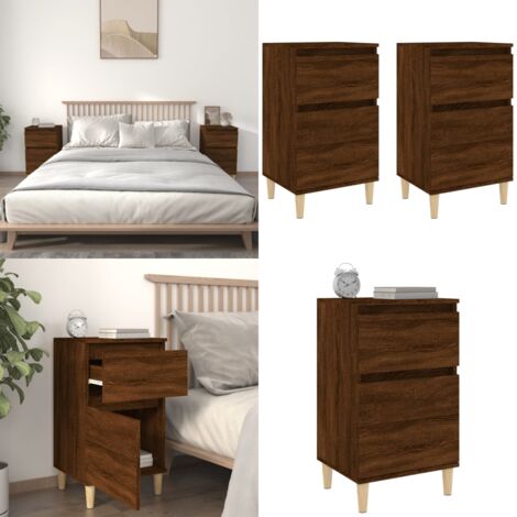 Mesitas de noche 2 uds color roble marrón 40x35x70 cm - Madera contrachapada - Almacenamiento