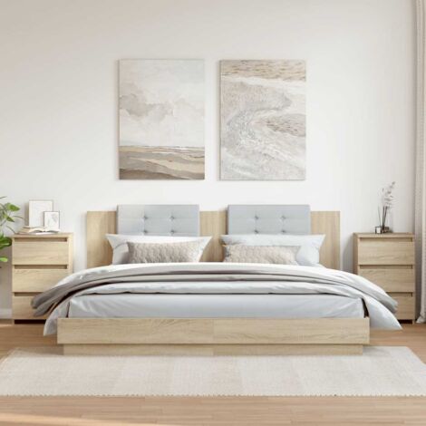 Mesitas de noche 2 uds contrachapada roble Sonoma 40x35x62,5cm vidaXL