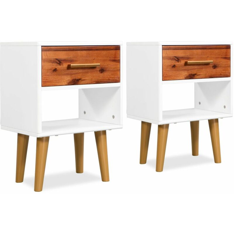 

Mesitas de noche 2 uds de madera maciza acacia 40x30x45 cm