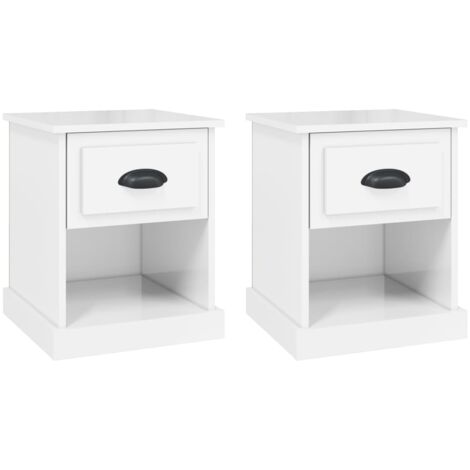 Mesitas de noche 2 uds madera blanco brillante 39x39x47,5 cm vidaXL
