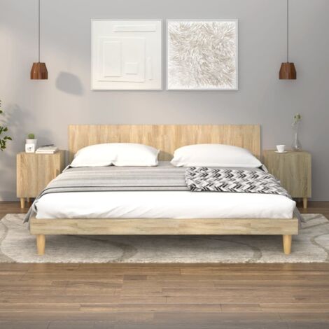 Mesitas de noche 2 uds madera contrachapada color roble