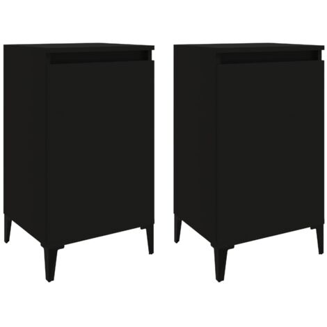 Mesitas de noche 2 uds madera contrachapada negro 40x35x70 cm vidaXL