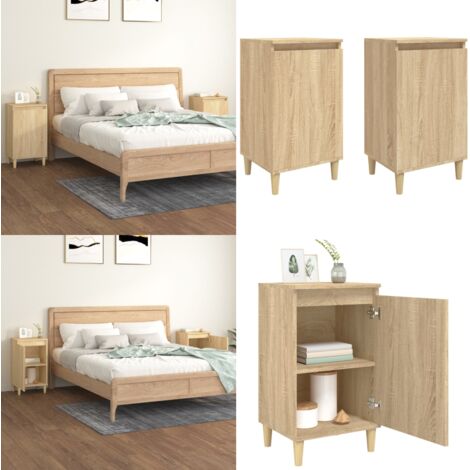 Mesitas de noche 2 uds madera contrachapada roble 40x35x70 cm - Mesitas de noche - Madera contrachapada