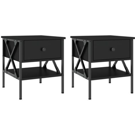 Mesitas de noche 2 uds madera de ingeniería negro 40x42x45 cm vidaXL