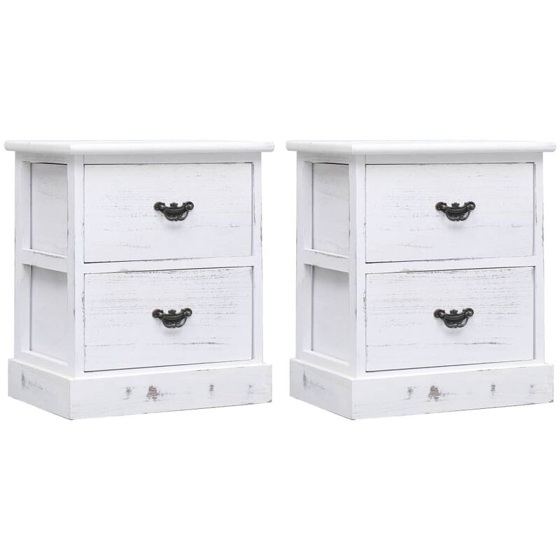 

Mesitas de noche 2 uds madera de Paulownia blanco 38x28x45 cm