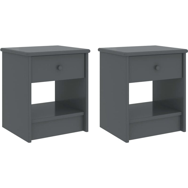 

Mesitas de noche 2 uds madera de pino gris oscuro 35x30x40 cm