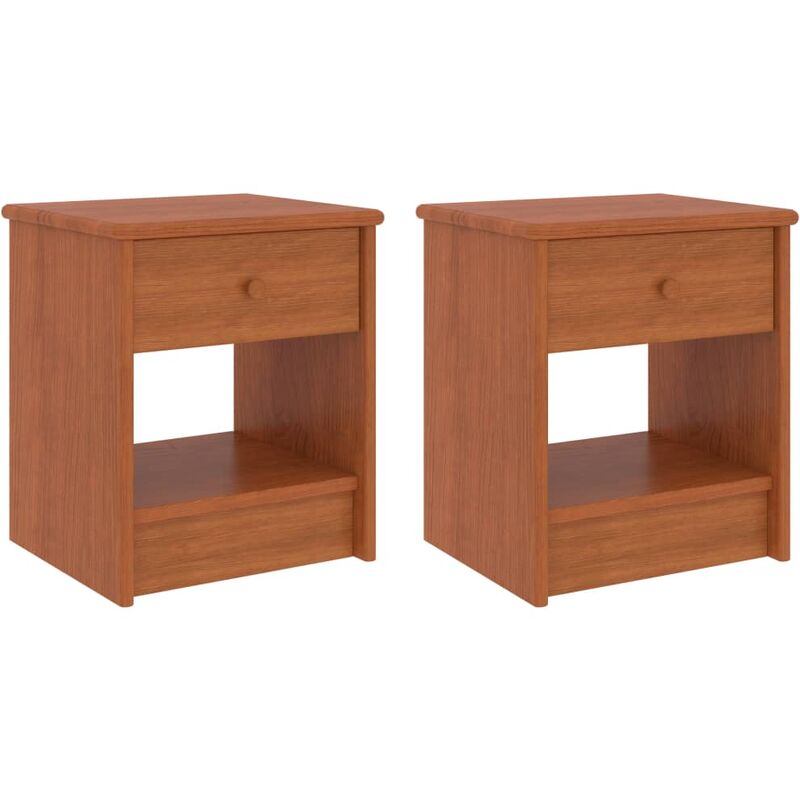 

Mesitas de noche 2 uds madera de pino marrón miel 35x30x40 cm - Marrón