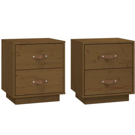 Mesitas de noche 2 uds madera de pino marrón miel 40x34x45 cm vidaXL