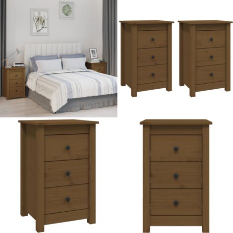 Mesitas de noche 2 uds madera de pino marrón miel 40x35x61,5 cm - Madera de pino - Almacenamiento