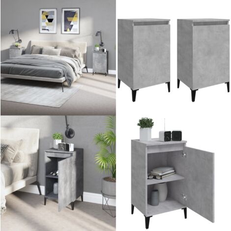 Mesitas de noche 2 uds madera gris hormigón 40x35x70 cm - Mesitas de noche - Mesita de noche gris hormigón