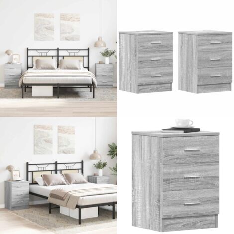Mesitas de noche 2 uds madera gris Sonoma 38x35x56 cm - Mesilla de noche - Mesita de noche gris