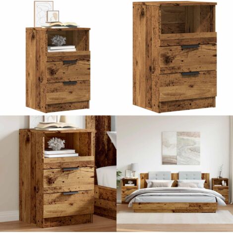 Mesitas de noche 2 uds madera ingeniería envejecida 40x36x65 cm - Mesita de noche madera - Mesita de noche envejecida