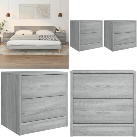 Mesitas de noche 2 uds madera ingeniería gris Sonoma 40x30x40cm - Mesita de noche gris - Mesita de noche madera