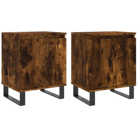 Mesitas de noche 2 uds madera ingeniería roble humo 40x30x50 cm vidaXL