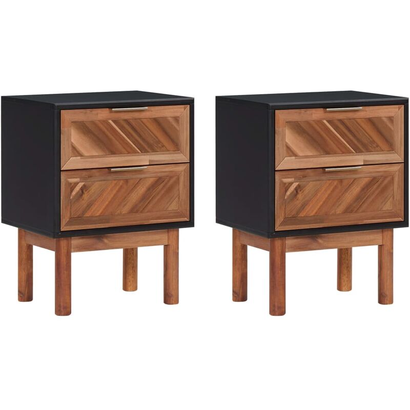 

Madera Maciza Acacia Mesita de Noche MDF 40x30x53 cm 2 Unidades - Marrón - Vidaxl