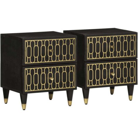 Mesitas de noche 2 uds madera maciza de mango 40x33x46 cm