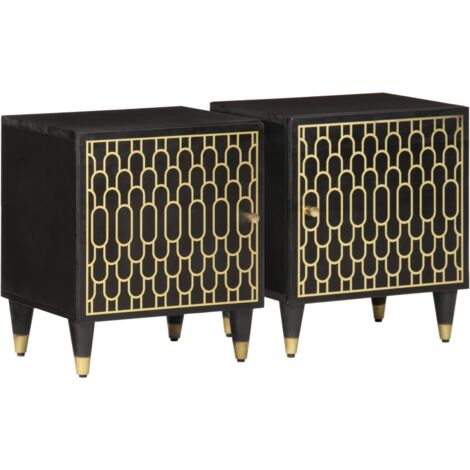 Mesitas de noche 2 uds madera maciza de mango 40x33x46 cm vidaXL