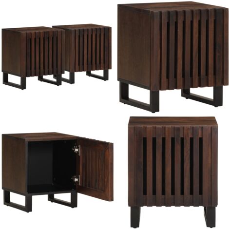 Mesitas de noche 2 uds madera maciza de mango 40x34x46 cm - Mesita de noche de madera - Mesita de noche de mango