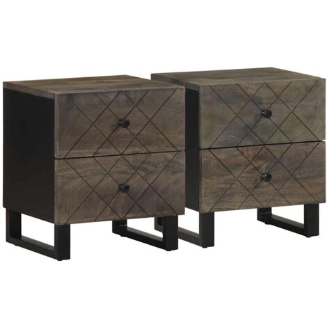 Mesitas de noche 2 uds madera maciza de mango negro 40x33x46 cm vidaXL