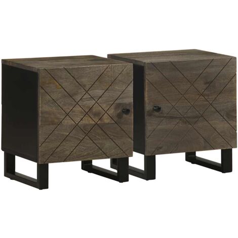 Mesitas de noche 2 uds madera maciza de mango negro 40x33x46 cm vidaXL