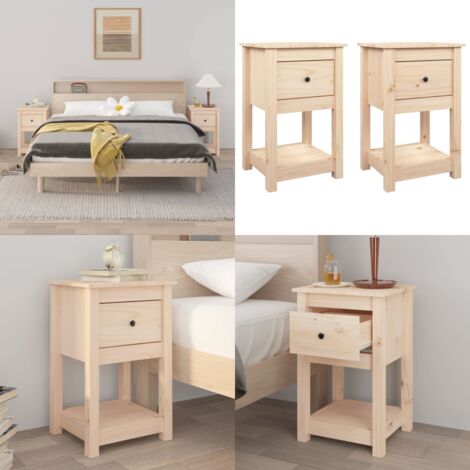 Mesitas de noche 2 uds madera maciza de pino 40x35x61,5 cm - Mesitas de noche - Madera maciza