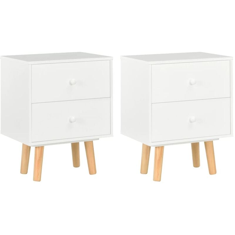 

Mesitas de noche 2 uds madera maciza de pino blanco 40x30x50 cm