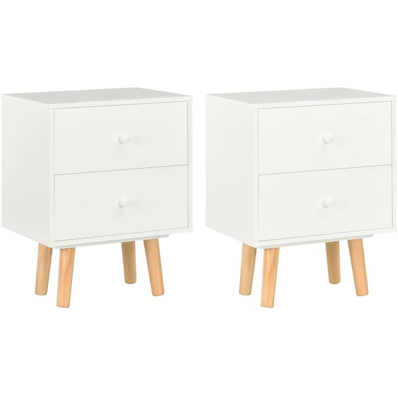 

Mesitas de noche 2 uds madera maciza de pino blanco 40x30x50 cm - Blanco