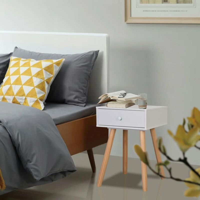 

Mesitas de noche 2 uds madera maciza de pino blanco 40x30x61 cm