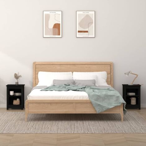 Mesitas de noche 2 uds madera maciza de pino negro 40x35x55 cm vidaXL